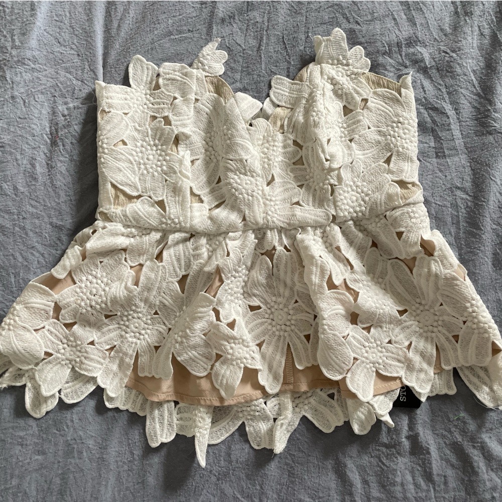 Stone Cold Fox Texas Peplum Tube Top - White